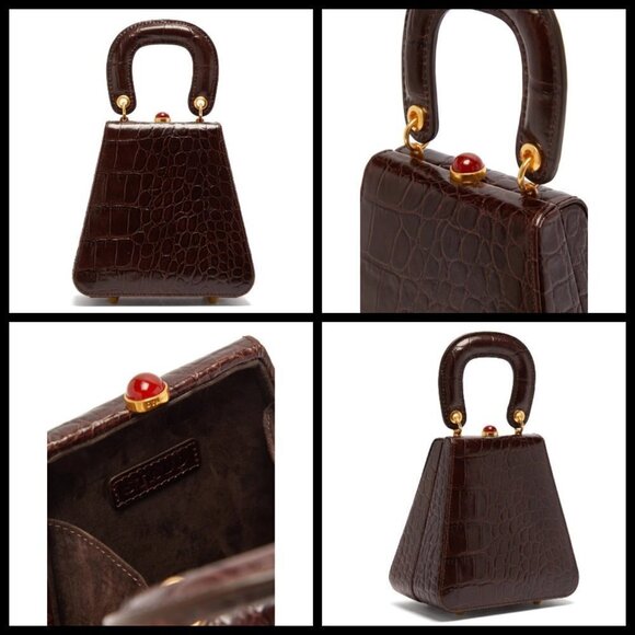 💕STAUD💕 Kenny Bag Brown Crocodile Embossed - Picture 9 of 16